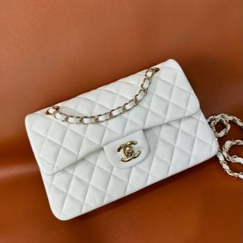 Chanel Caviar-Grained Calfskin Leather Classic Small Flap Bag A01117 White/Gold 2025 1013 (YD-251013022)