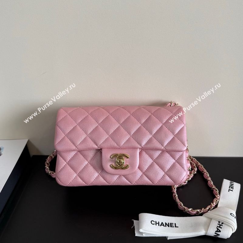 Chanel Pearly Caviar-Grained Calfskin Classic Mini Flap Bag A01116 Pink 2025 1013 (YD-251013014)