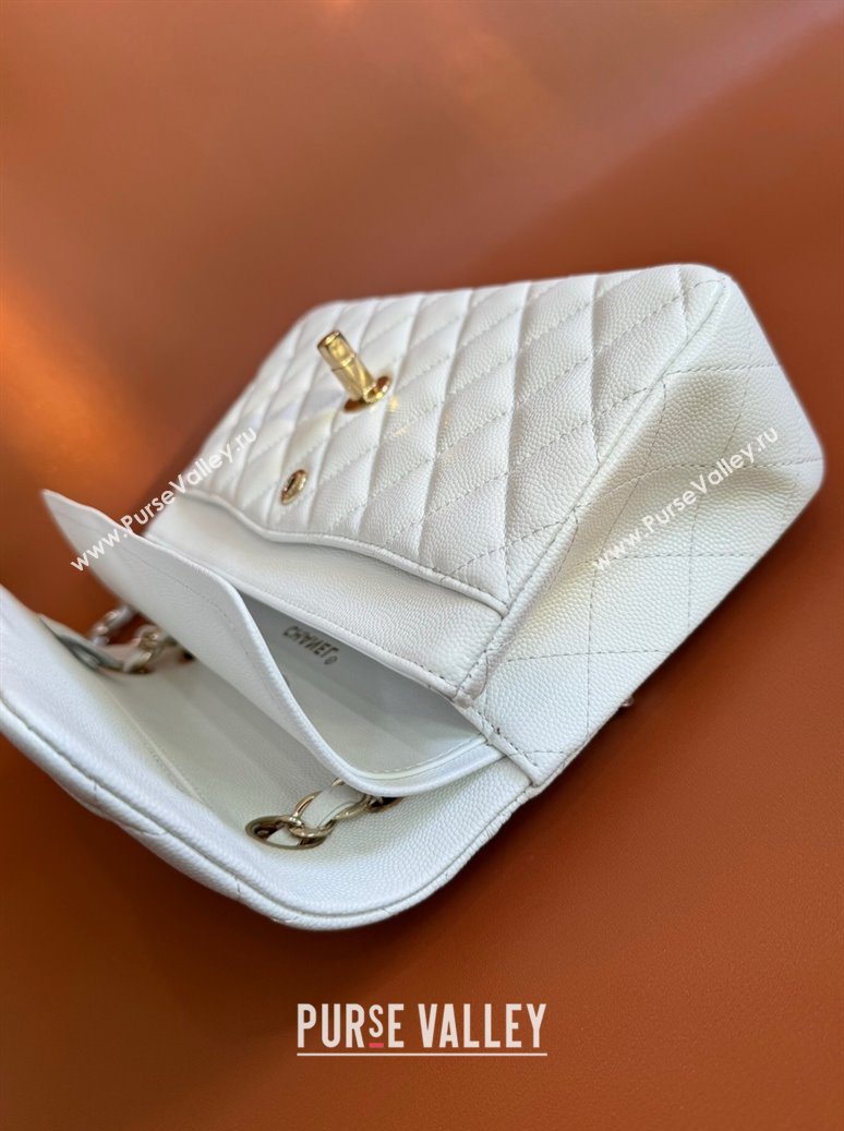Chanel Caviar-Grained Calfskin Leather Classic Small Flap Bag A01117 White/Gold 2025 1013 (YD-251013022)