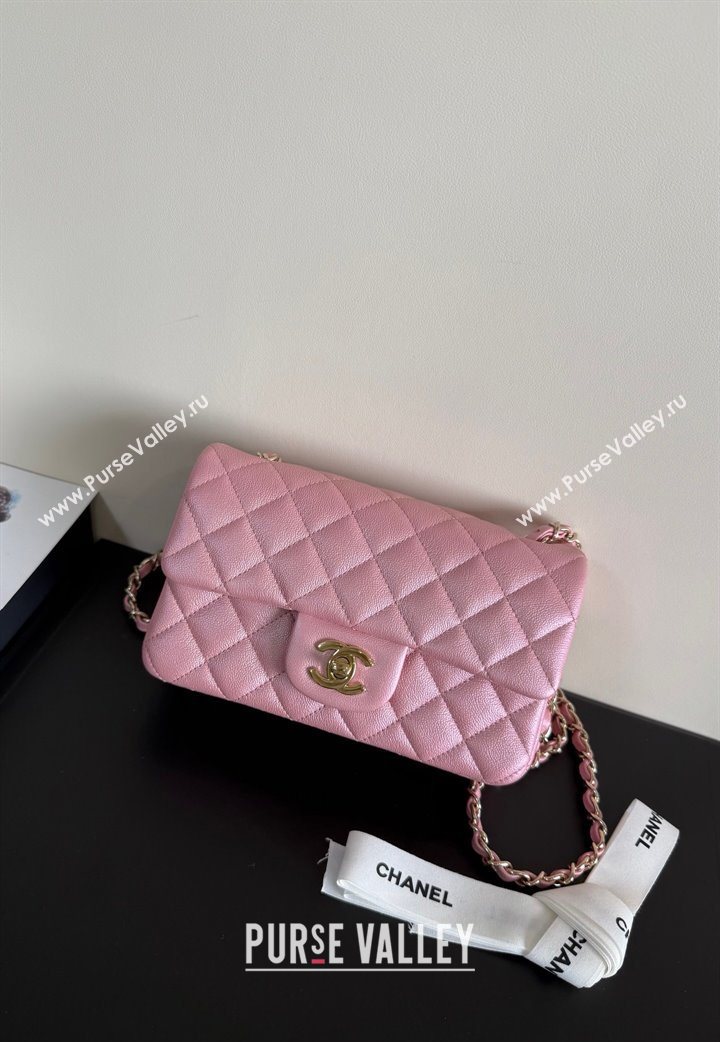 Chanel Pearly Caviar-Grained Calfskin Classic Mini Flap Bag A01116 Pink 2025 1013 (YD-251013014)