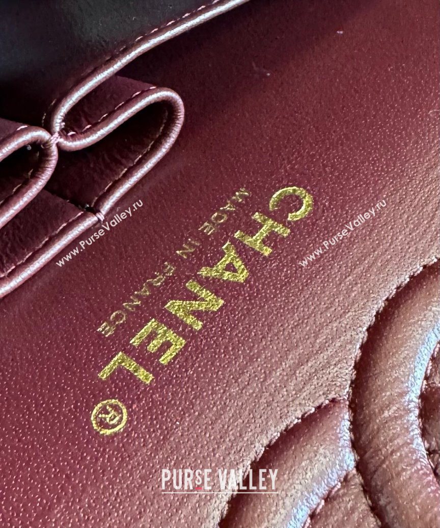 Chanel Caviar-Grained Calfskin Leather Classic Small Flap Bag A01117 Burgundy/Gold 2025 1013 (YD-251013023)