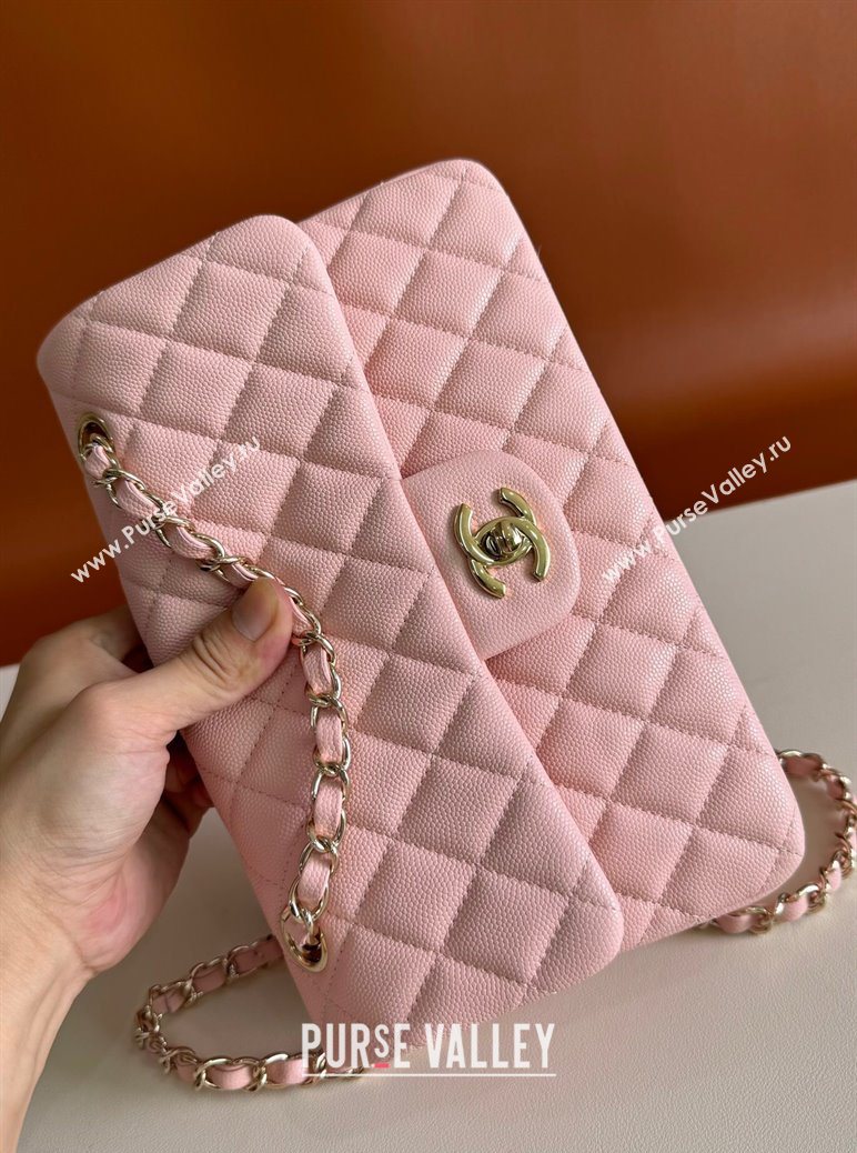 Chanel Caviar-Grained Calfskin Leather Classic Small Flap Bag A01117 Light Pink/Gold 2025 1013 (YD-251013024)