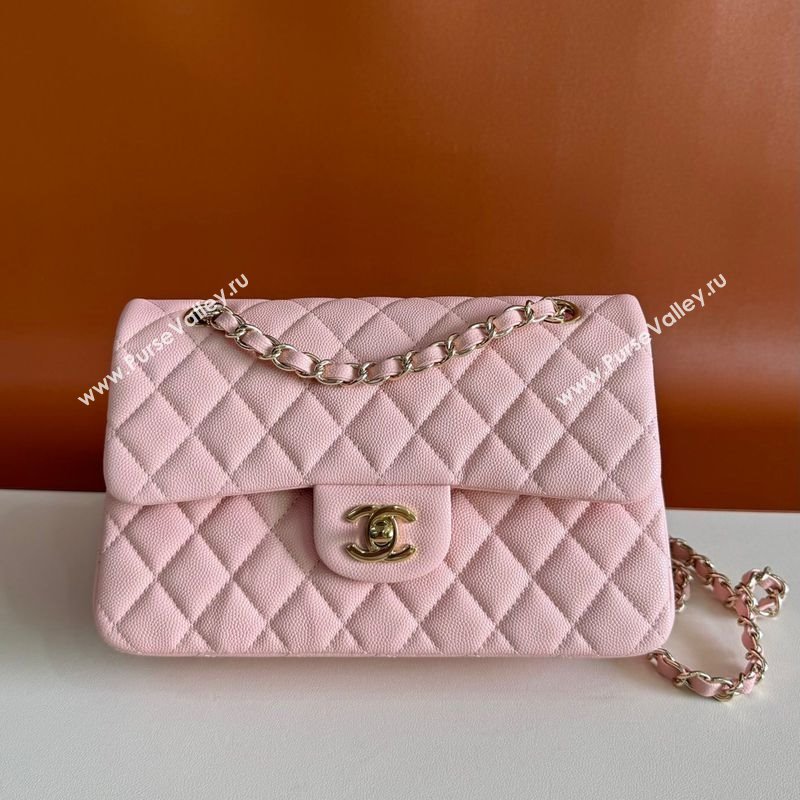 Chanel Caviar-Grained Calfskin Leather Classic Small Flap Bag A01117 Light Pink/Gold 2025 1013 (YD-251013024)