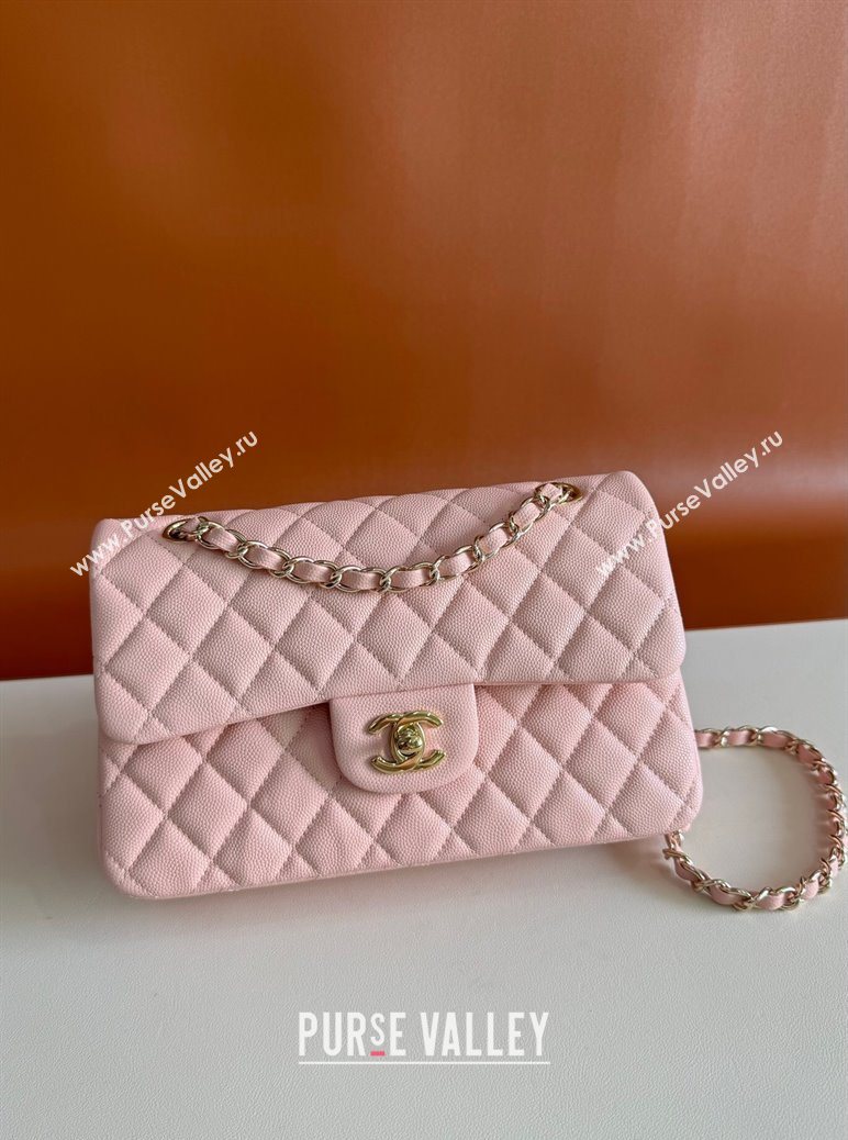 Chanel Caviar-Grained Calfskin Leather Classic Small Flap Bag A01117 Light Pink/Gold 2025 1013 (YD-251013024)