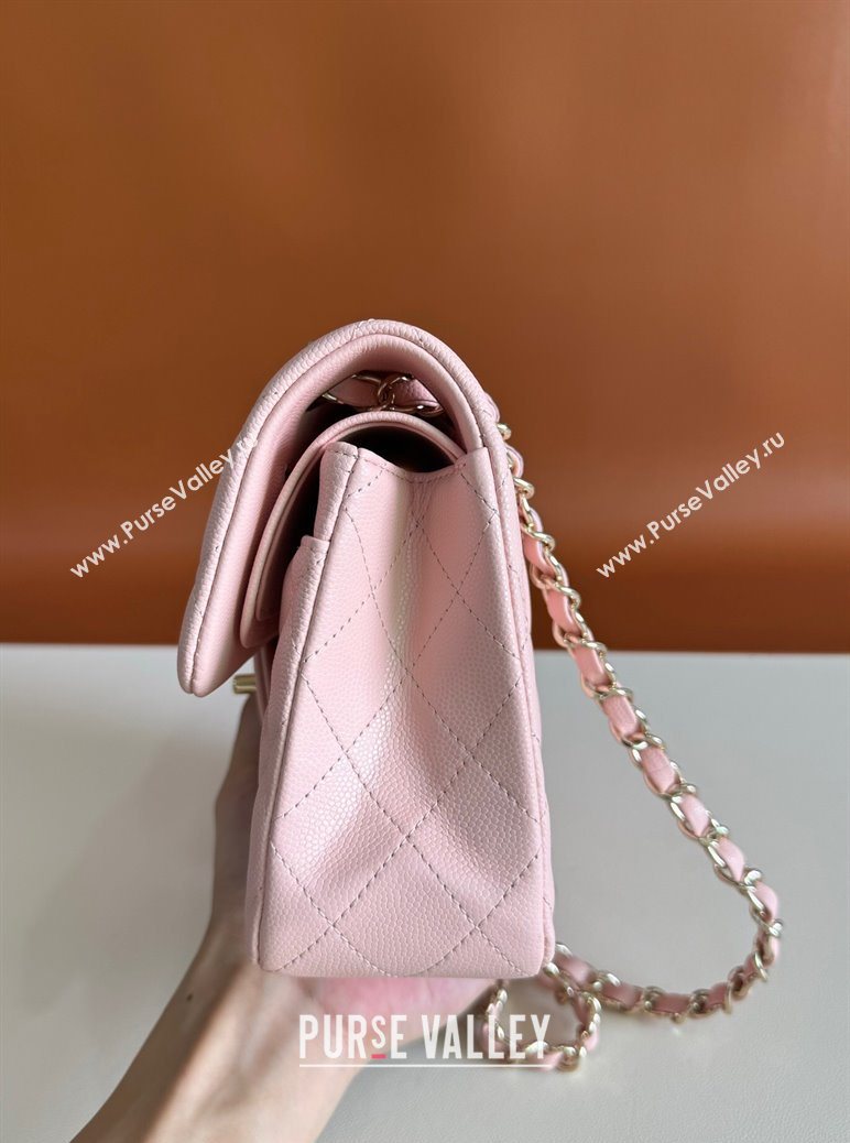 Chanel Caviar-Grained Calfskin Leather Classic Small Flap Bag A01117 Light Pink/Gold 2025 1013 (YD-251013024)