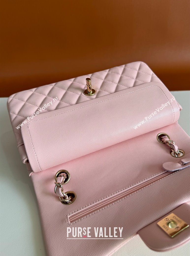 Chanel Caviar-Grained Calfskin Leather Classic Small Flap Bag A01117 Light Pink/Gold 2025 1013 (YD-251013024)