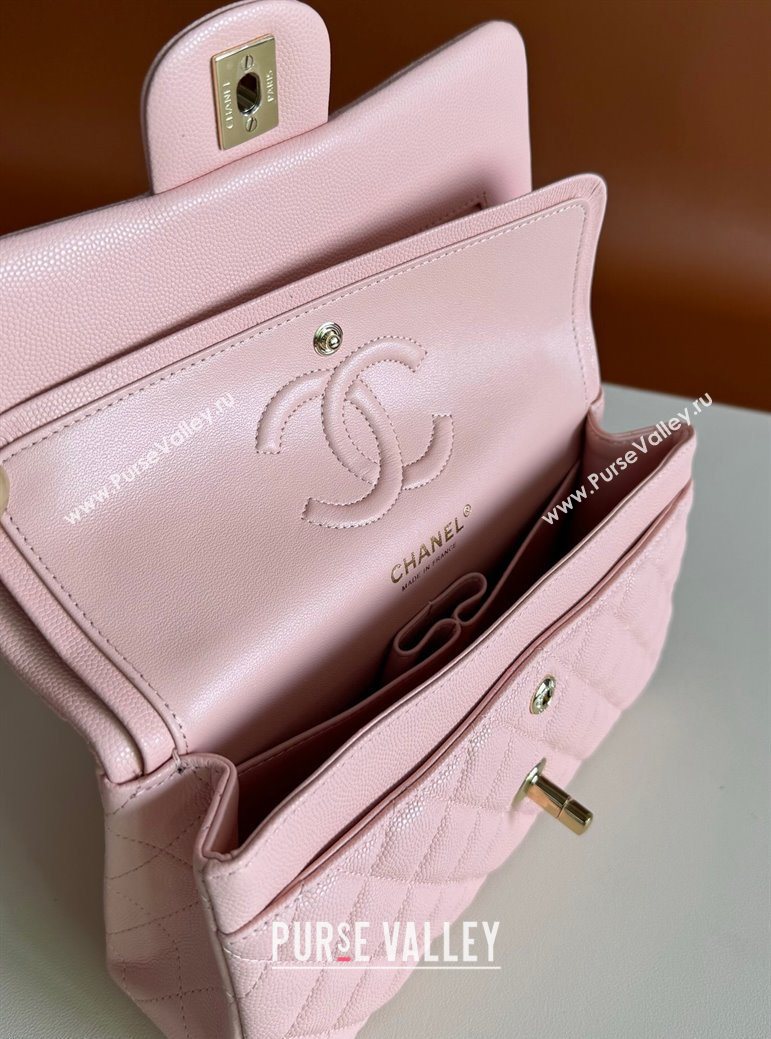 Chanel Caviar-Grained Calfskin Leather Classic Small Flap Bag A01117 Light Pink/Gold 2025 1013 (YD-251013024)