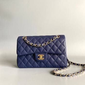 Chanel Caviar-Grained Calfskin Leather Classic Small Flap Bag A01117 Blue 2025 1013 (YD-251013025)