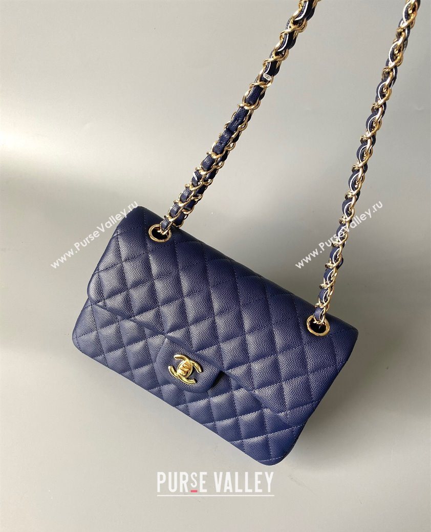 Chanel Caviar-Grained Calfskin Leather Classic Small Flap Bag A01117 Blue 2025 1013 (YD-251013025)