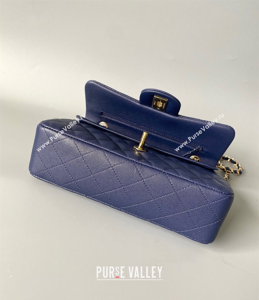 Chanel Caviar-Grained Calfskin Leather Classic Small Flap Bag A01117 Blue 2025 1013 (YD-251013025)