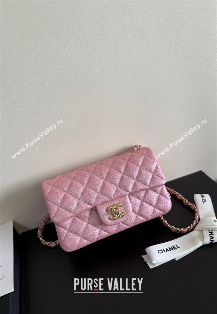 Chanel Pearly Caviar-Grained Calfskin Classic Mini Flap Bag A01116 Pink 2025 1013 (YD-251013014)