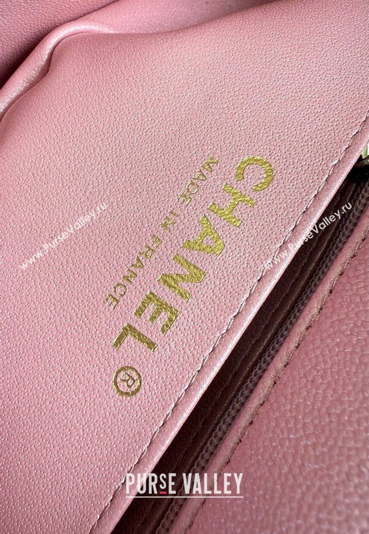Chanel Pearly Caviar-Grained Calfskin Classic Mini Flap Bag A01116 Pink 2025 1013 (YD-251013014)