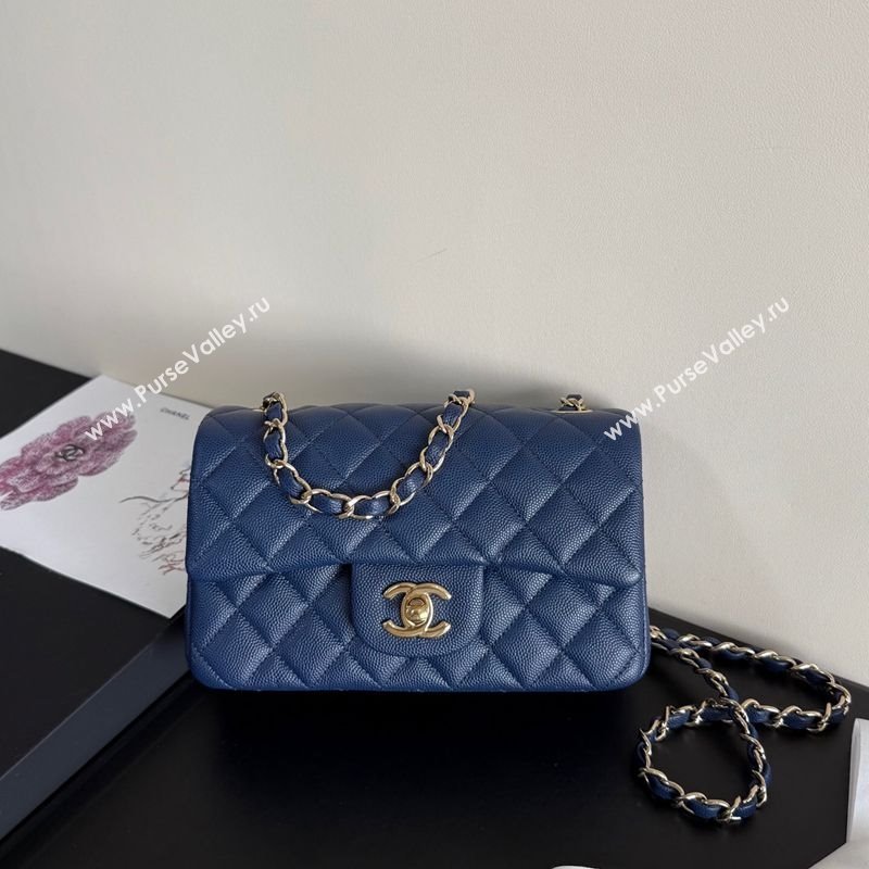 Chanel Pearly Caviar-Grained Calfskin Classic Mini Flap Bag A01116 Blue 2025 1013 (YD-251013015)