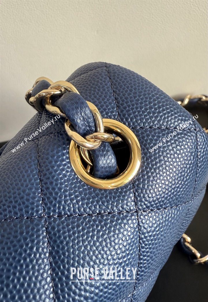 Chanel Pearly Caviar-Grained Calfskin Classic Mini Flap Bag A01116 Blue 2025 1013 (YD-251013015)