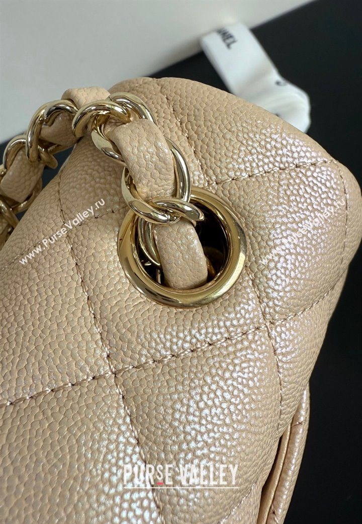 Chanel Pearly Caviar-Grained Calfskin Classic Mini Flap Bag A01116 Beige 2025 1013 (YD-251013013)
