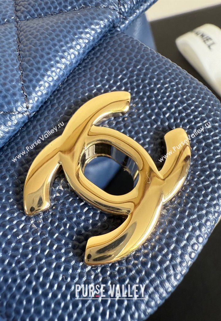 Chanel Pearly Caviar-Grained Calfskin Classic Mini Flap Bag A01116 Blue 2025 1013 (YD-251013015)