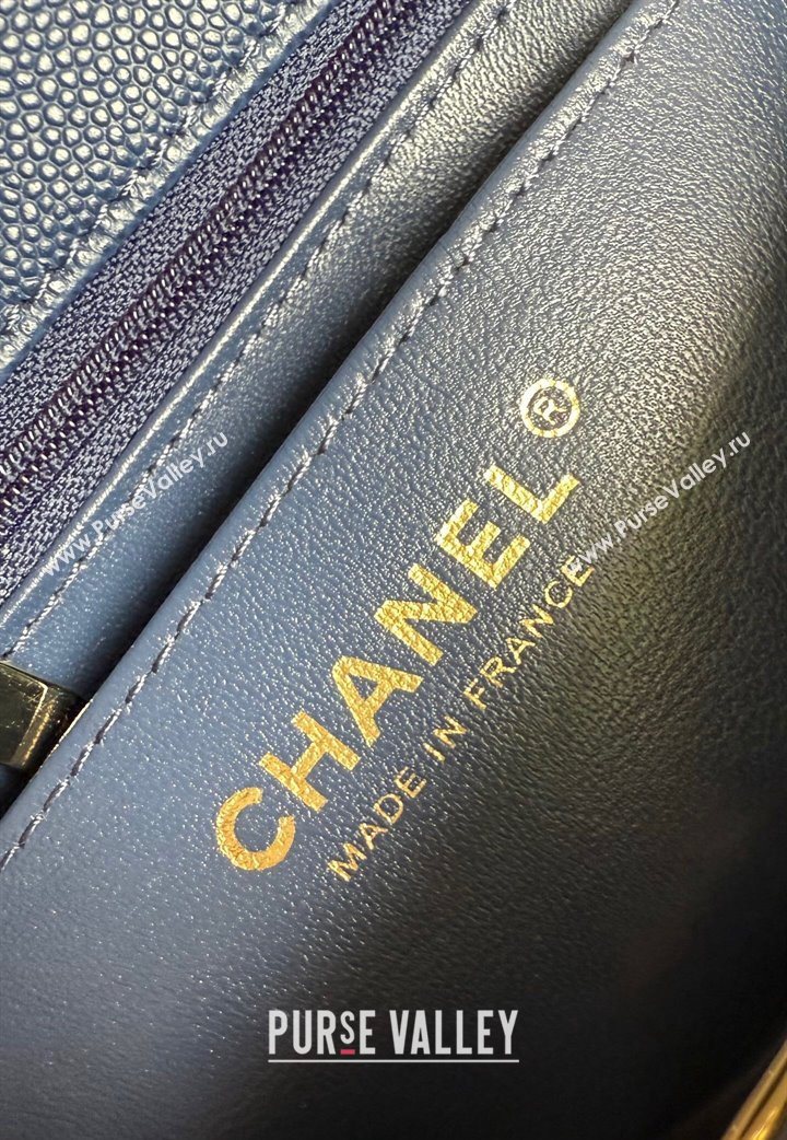 Chanel Pearly Caviar-Grained Calfskin Classic Mini Flap Bag A01116 Blue 2025 1013 (YD-251013015)