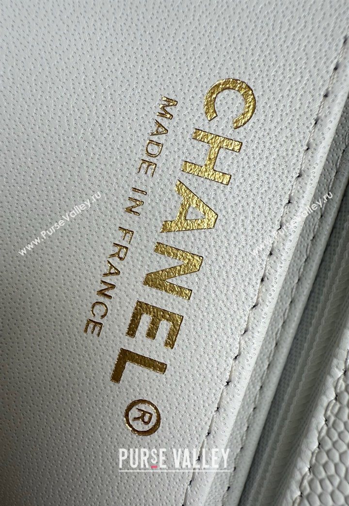 Chanel Caviar-Grained Calfskin Leather Classic Mini Flap Bag A01116 White/Gold 2025 1013 (YD-251013016)