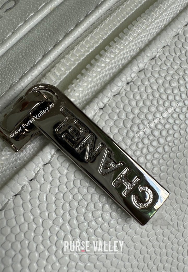 Chanel Caviar-Grained Calfskin Leather Classic Mini Flap Bag A01116 White/Silver 2025 1013 (YD-251013017)