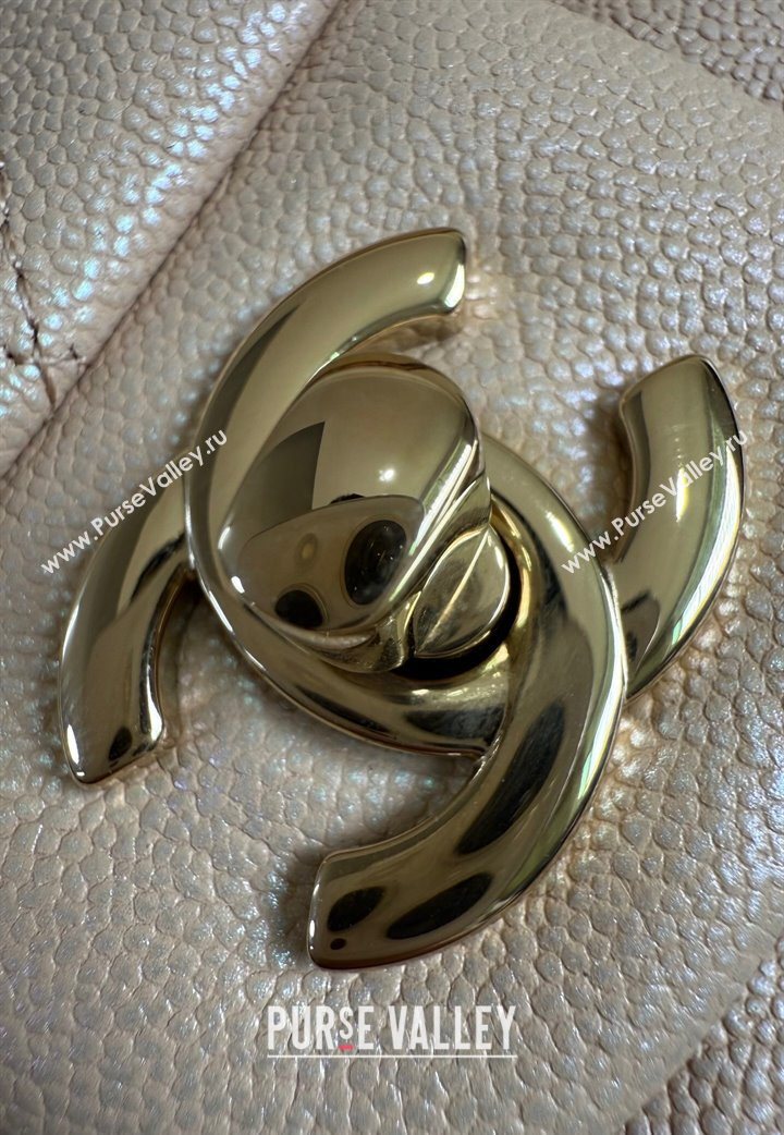 Chanel Pearly Caviar-Grained Calfskin Classic Mini Flap Bag A01116 Beige 2025 1013 (YD-251013013)