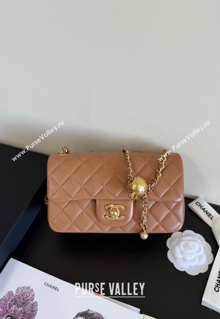 Chanel Lambskin Small Flap Bag with Metal Ball AS1787 Caramel Brown 2025 New Style (YD-251013011)