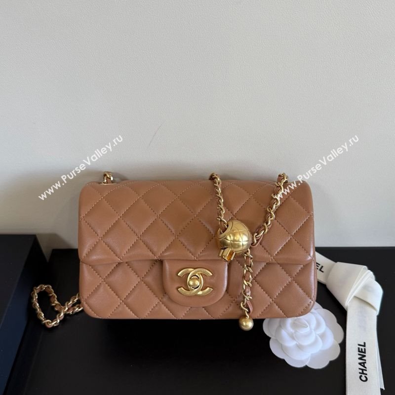 Chanel Lambskin Small Flap Bag with Metal Ball AS1787 Caramel Brown 2025 New Style (YD-251013011)