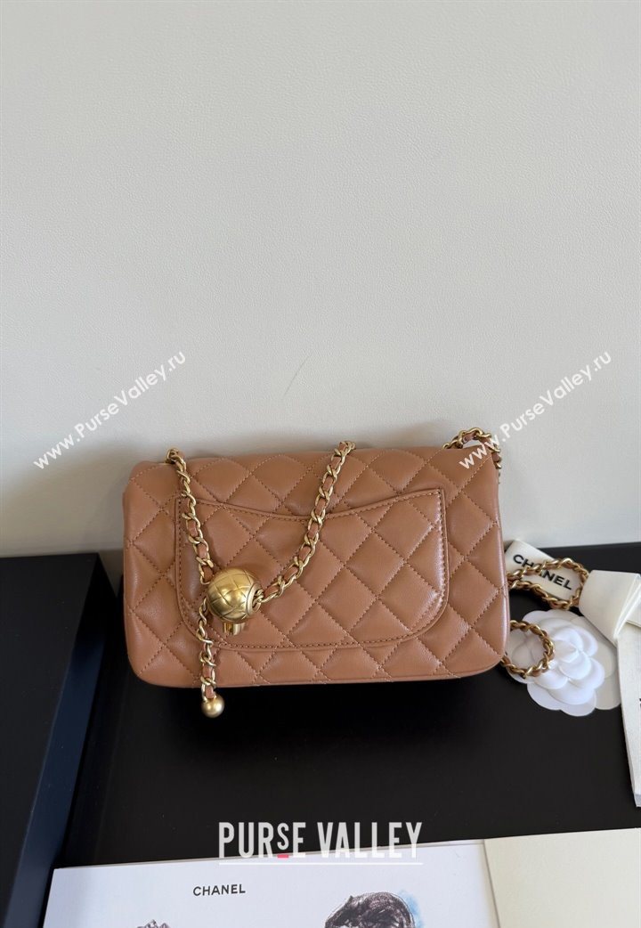 Chanel Lambskin Small Flap Bag with Metal Ball AS1787 Caramel Brown 2025 New Style (YD-251013011)