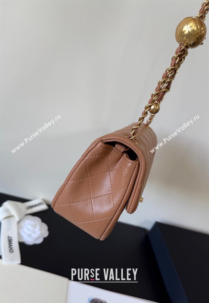 Chanel Lambskin Small Flap Bag with Metal Ball AS1787 Caramel Brown 2025 New Style (YD-251013011)