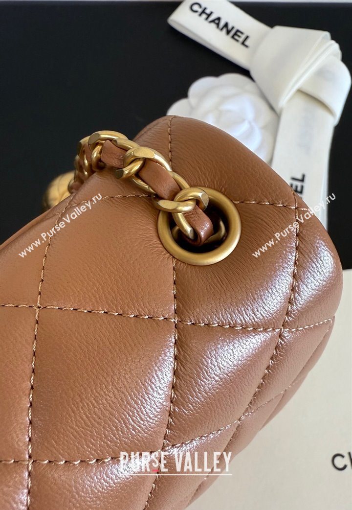 Chanel Lambskin Small Flap Bag with Metal Ball AS1787 Caramel Brown 2025 New Style (YD-251013011)