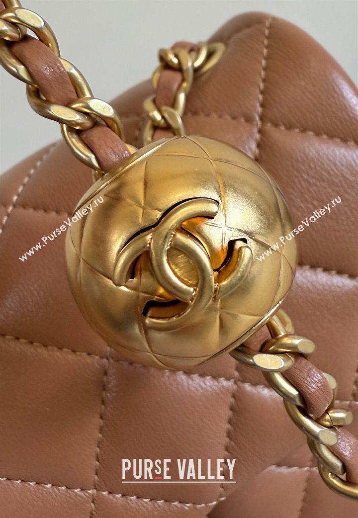 Chanel Lambskin Small Flap Bag with Metal Ball AS1787 Caramel Brown 2025 New Style (YD-251013011)