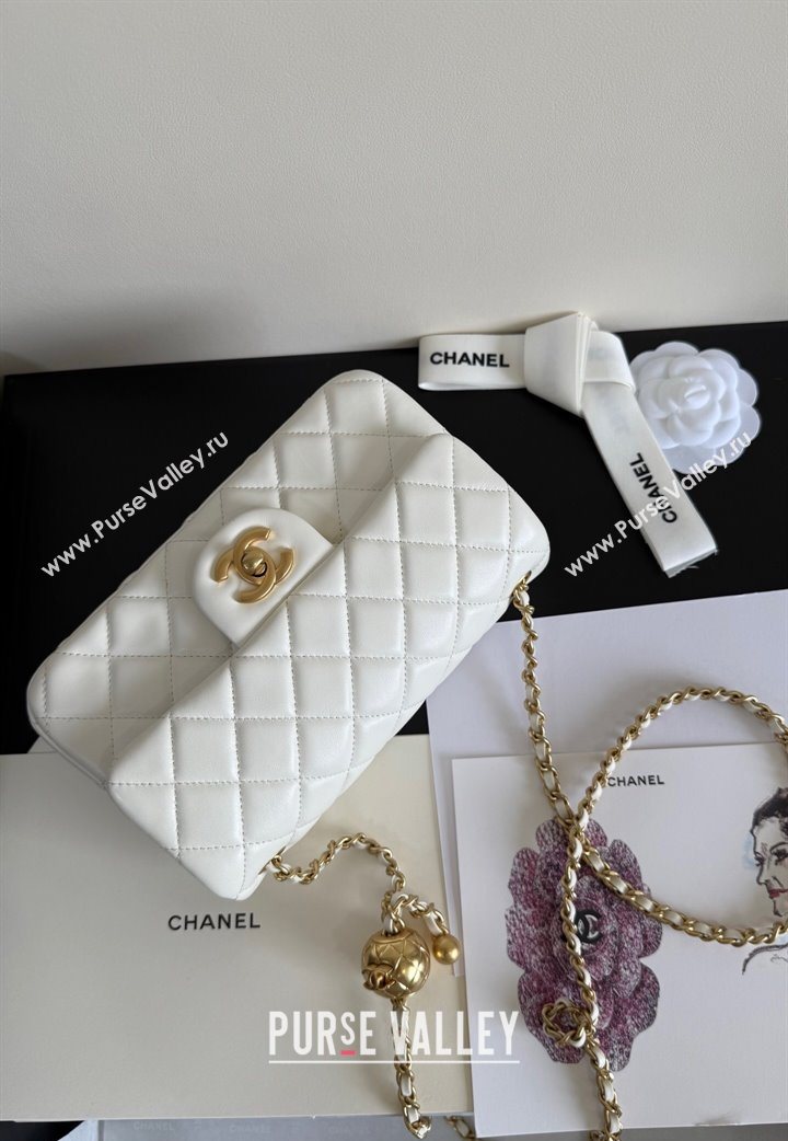 Chanel Lambskin Leather Small Flap Bag with Metal Ball AS1787 White 2025  (YD-251013012)