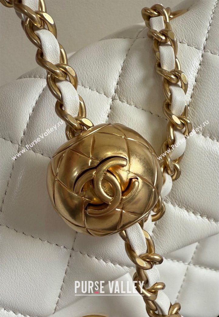 Chanel Lambskin Leather Small Flap Bag with Metal Ball AS1787 White 2025  (YD-251013012)