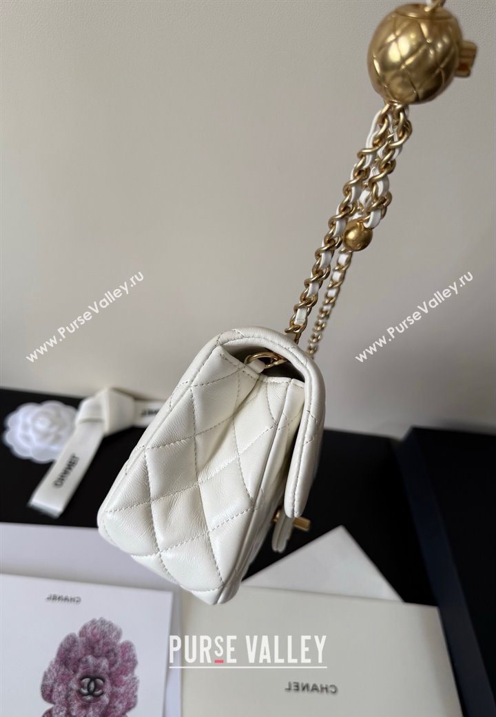 Chanel Lambskin Leather Small Flap Bag with Metal Ball AS1787 White 2025  (YD-251013012)