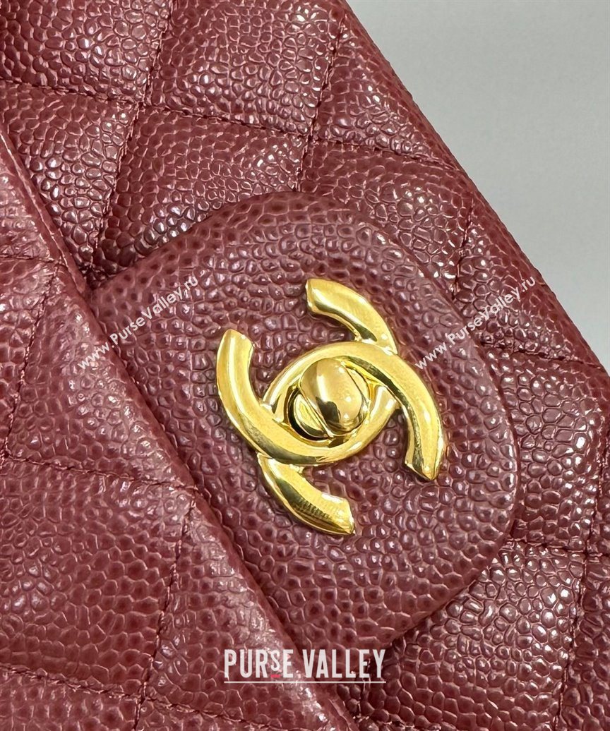 Chanel Grained Calfskin Classic Mini Flap Bag A01116 Burgundy/Gold 2025 1013 (YD-251013002)