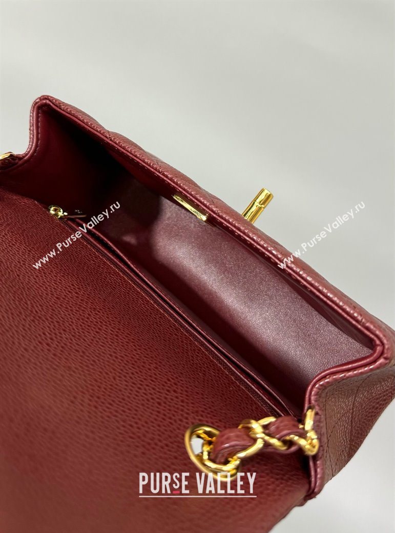 Chanel Grained Calfskin Classic Mini Flap Bag A01116 Burgundy/Gold 2025 1013 (YD-251013002)