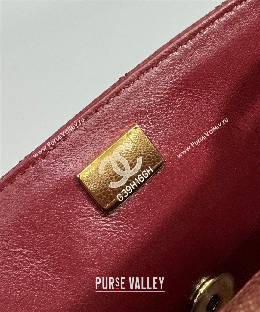 Chanel Grained Calfskin Classic Mini Flap Bag A01116 Burgundy/Gold 2025 1013 (YD-251013002)