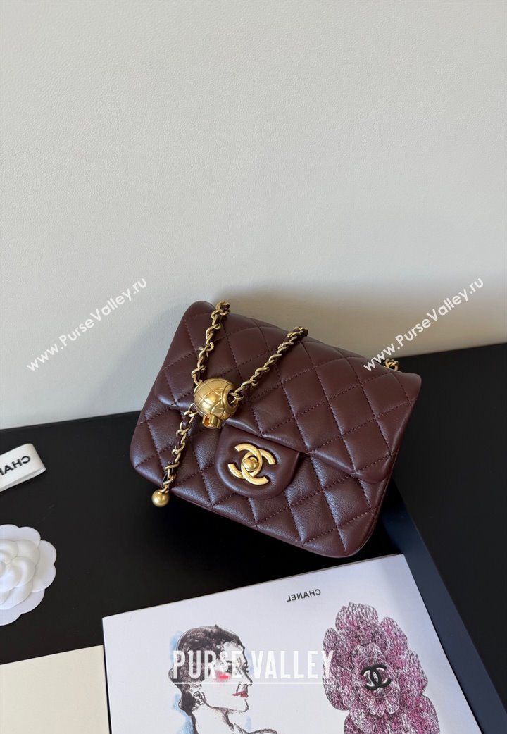Chanel Lambskin Mini Flap Bag with Metal Ball AS1786 Dark Burgundy 2025 New Style (YD-251013003)