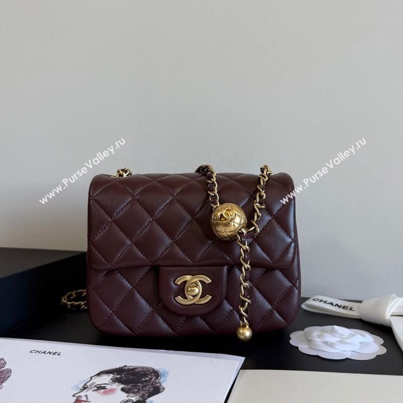 Chanel Lambskin Mini Flap Bag with Metal Ball AS1786 Dark Burgundy 2025 New Style (YD-251013003)
