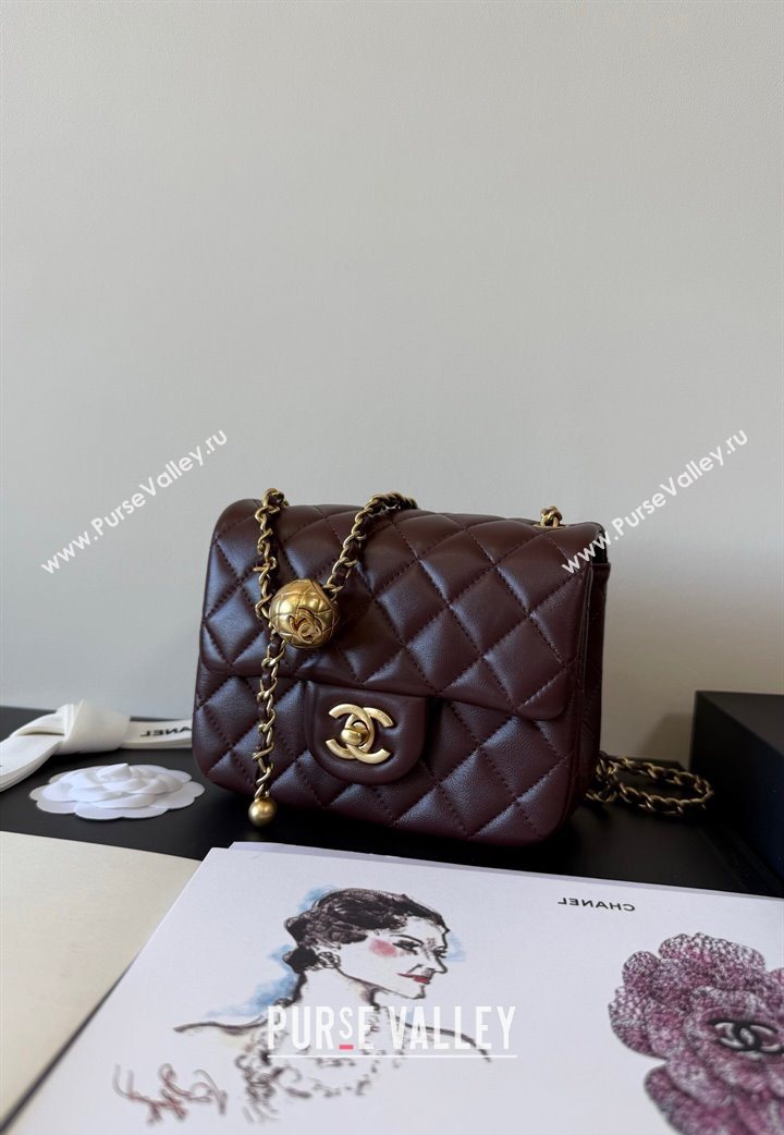 Chanel Lambskin Mini Flap Bag with Metal Ball AS1786 Dark Burgundy 2025 New Style (YD-251013003)