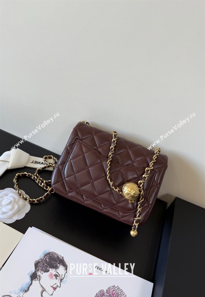 Chanel Lambskin Mini Flap Bag with Metal Ball AS1786 Dark Burgundy 2025 New Style (YD-251013003)