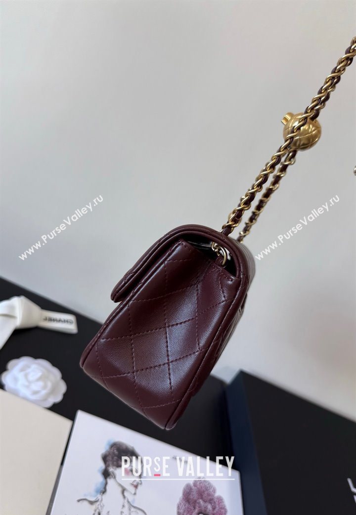 Chanel Lambskin Mini Flap Bag with Metal Ball AS1786 Dark Burgundy 2025 New Style (YD-251013003)