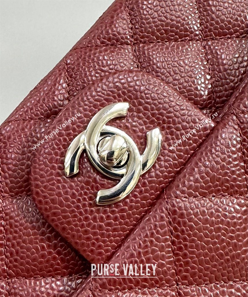 Chanel Grained Calfskin Classic Mini Flap Bag A01116 Burgundy/Silver 2025 1013 (YD-251013001)