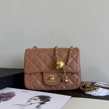 Chanel Lambskin Mini Flap Bag with Metal Ball AS1786 Caramel Brown 2025 New Style (YD-251013004)