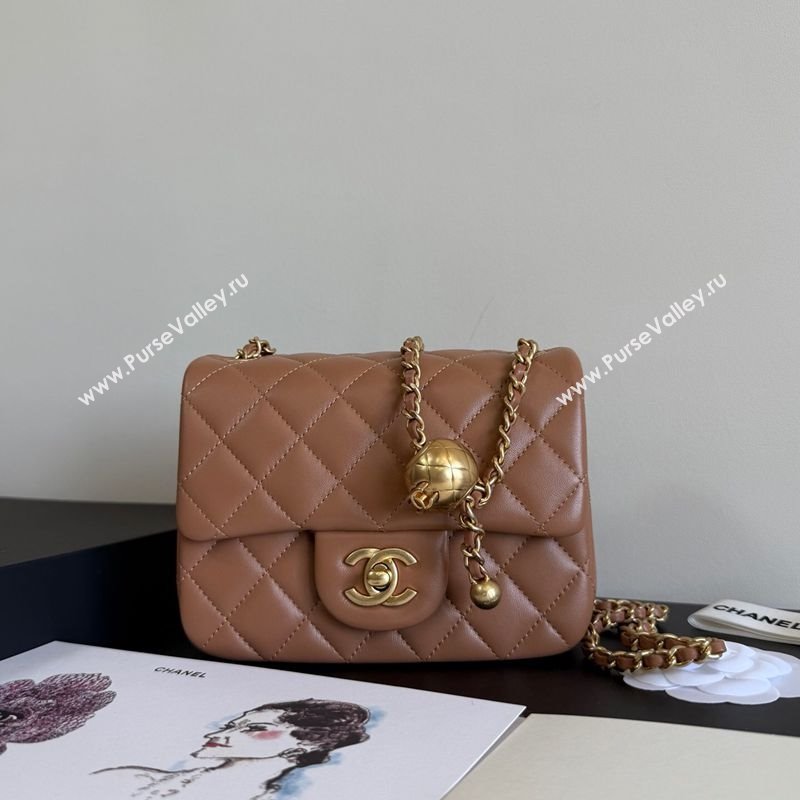 Chanel Lambskin Mini Flap Bag with Metal Ball AS1786 Caramel Brown 2025 New Style (YD-251013004)