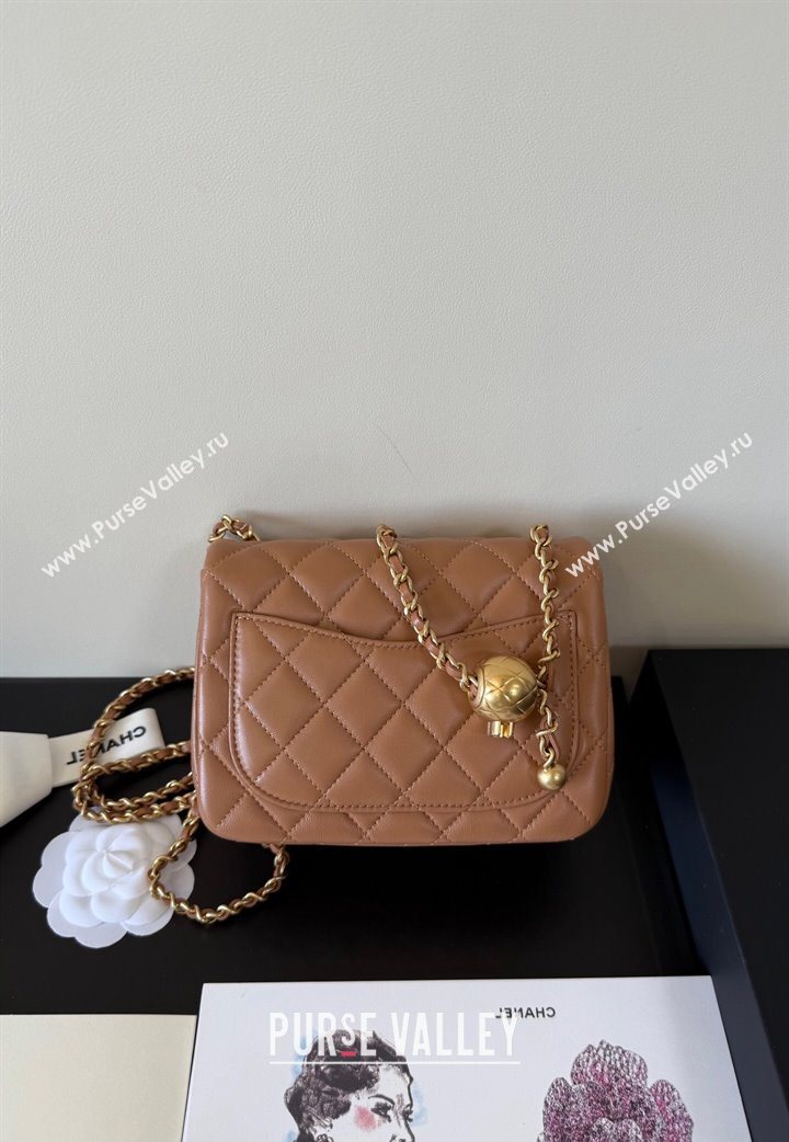 Chanel Lambskin Mini Flap Bag with Metal Ball AS1786 Caramel Brown 2025 New Style (YD-251013004)