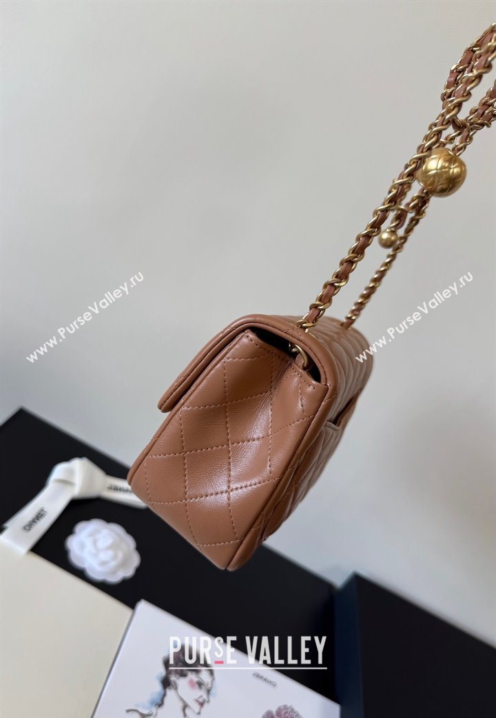 Chanel Lambskin Mini Flap Bag with Metal Ball AS1786 Caramel Brown 2025 New Style (YD-251013004)