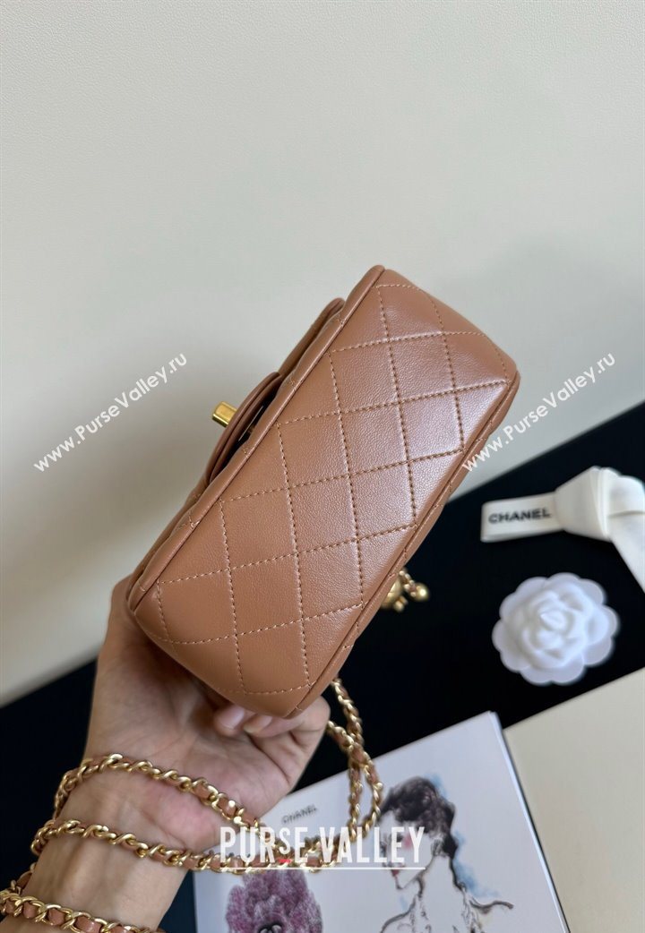 Chanel Lambskin Mini Flap Bag with Metal Ball AS1786 Caramel Brown 2025 New Style (YD-251013004)