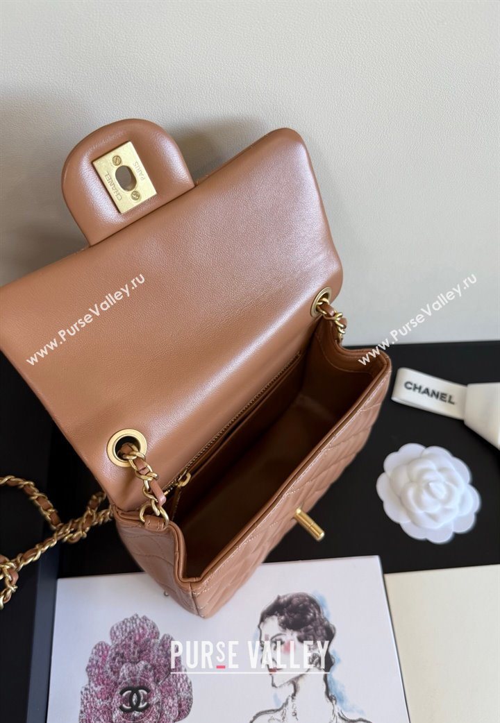 Chanel Lambskin Mini Flap Bag with Metal Ball AS1786 Caramel Brown 2025 New Style (YD-251013004)