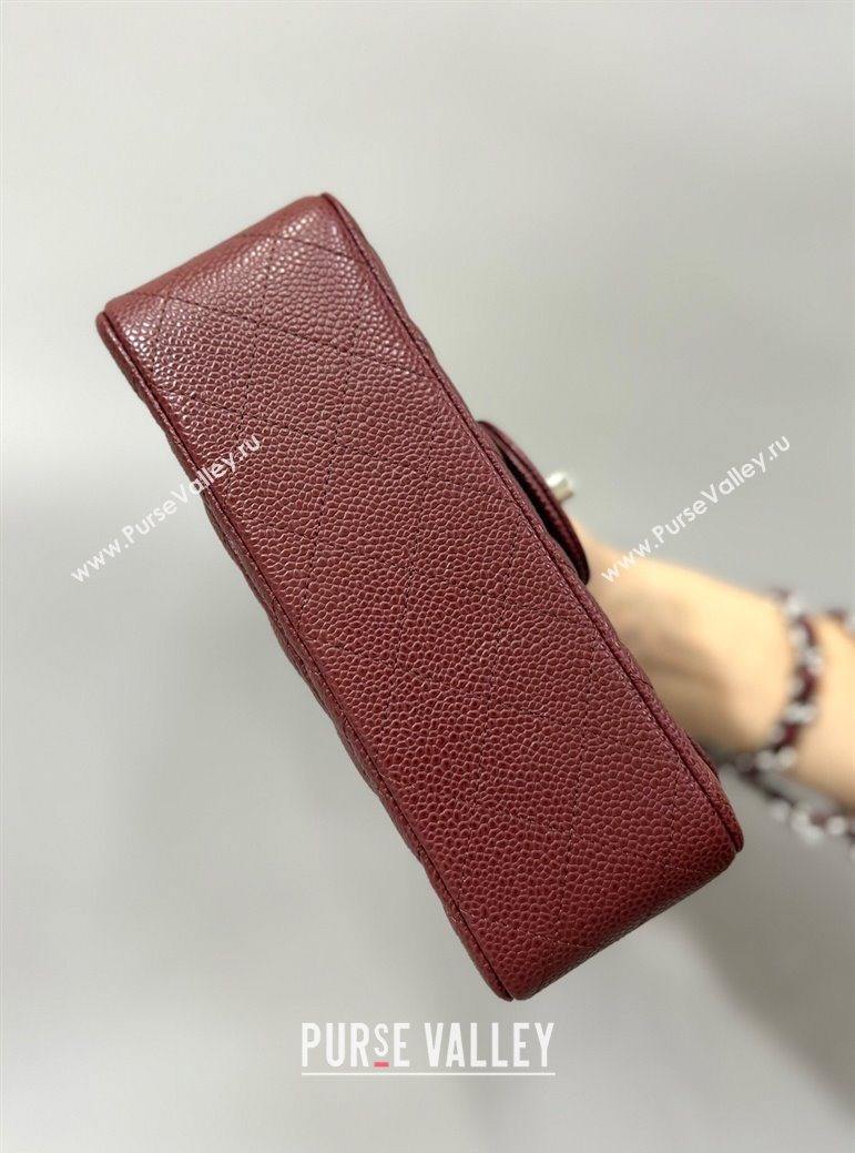 Chanel Grained Calfskin Classic Mini Flap Bag A01116 Burgundy/Silver 2025 1013 (YD-251013001)