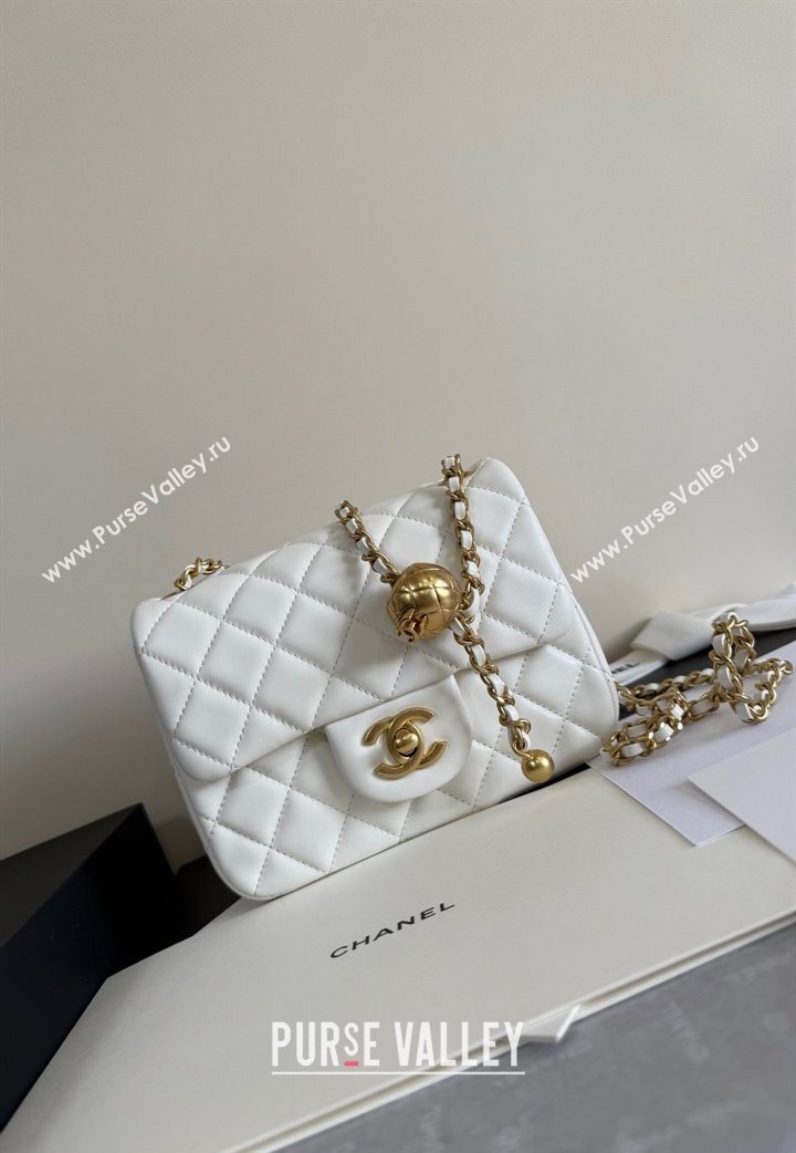 Chanel Lambskin Leather Mini Flap Bag with Metal Ball AS1786 White 2025 (YD-251013006)